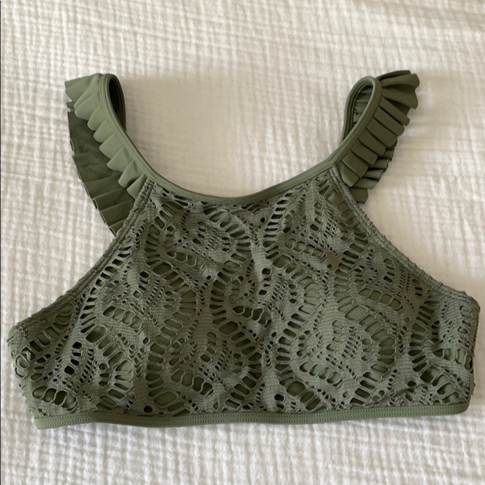 5 for $20!! Green Ruffle Lace Crochet Bikini Top